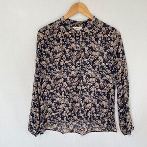 ISABEL ETOILE MARANT Women’s Size EU38 Collarless Blue Floral 100% Cotton Blouse